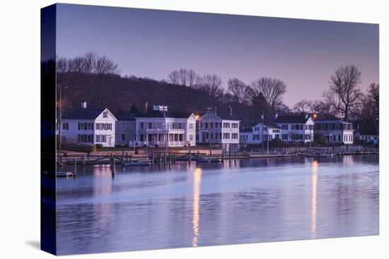 USA, Connecticut, Mystic, houses along Mystic River at dawn-Walter Bibikow-Stretched Canvas