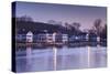 USA, Connecticut, Mystic, houses along Mystic River at dawn-Walter Bibikow-Stretched Canvas