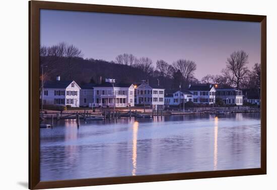 USA, Connecticut, Mystic, houses along Mystic River at dawn-Walter Bibikow-Framed Photographic Print