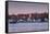 USA, Connecticut, Mystic, houses along Mystic River at dawn-Walter Bibikow-Framed Stretched Canvas