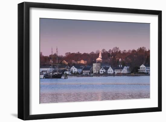 USA, Connecticut, Mystic, houses along Mystic River at dawn-Walter Bibikow-Framed Photographic Print