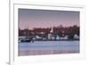 USA, Connecticut, Mystic, houses along Mystic River at dawn-Walter Bibikow-Framed Premium Photographic Print