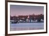 USA, Connecticut, Mystic, houses along Mystic River at dawn-Walter Bibikow-Framed Premium Photographic Print