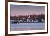 USA, Connecticut, Mystic, houses along Mystic River at dawn-Walter Bibikow-Framed Premium Photographic Print