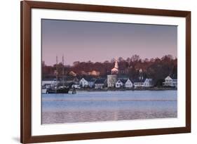 USA, Connecticut, Mystic, houses along Mystic River at dawn-Walter Bibikow-Framed Premium Photographic Print