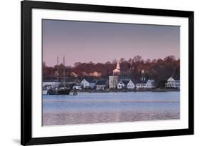 USA, Connecticut, Mystic, houses along Mystic River at dawn-Walter Bibikow-Framed Premium Photographic Print