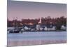 USA, Connecticut, Mystic, houses along Mystic River at dawn-Walter Bibikow-Mounted Premium Photographic Print