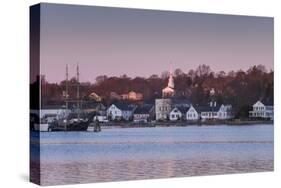 USA, Connecticut, Mystic, houses along Mystic River at dawn-Walter Bibikow-Stretched Canvas