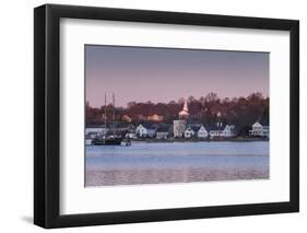 USA, Connecticut, Mystic, houses along Mystic River at dawn-Walter Bibikow-Framed Photographic Print