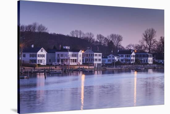 USA, Connecticut, Mystic, houses along Mystic River at dawn-Walter Bibikow-Stretched Canvas