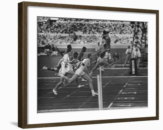 Usa Dave Sime and German Armin Hary at End of Men's 100-Meter Dash-null-Framed Premium Photographic Print