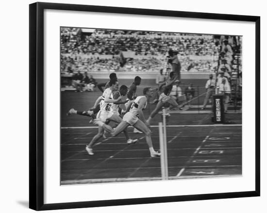 Usa Dave Sime and German Armin Hary at End of Men's 100-Meter Dash-null-Framed Premium Photographic Print