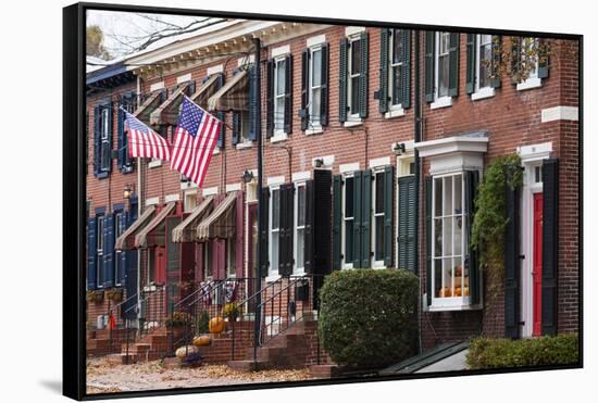 Usa, Delaware, New Castle, Historic District House Detail-Walter Bibikow-Framed Stretched Canvas