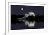 Usa, District of Columbia. Moon rising over the Jefferson Memorial-Hollice Looney-Framed Photographic Print