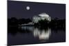 Usa, District of Columbia. Moon rising over the Jefferson Memorial-Hollice Looney-Mounted Photographic Print