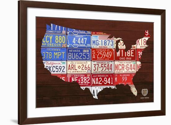 USA Flag Map-Design Turnpike-Framed Giclee Print