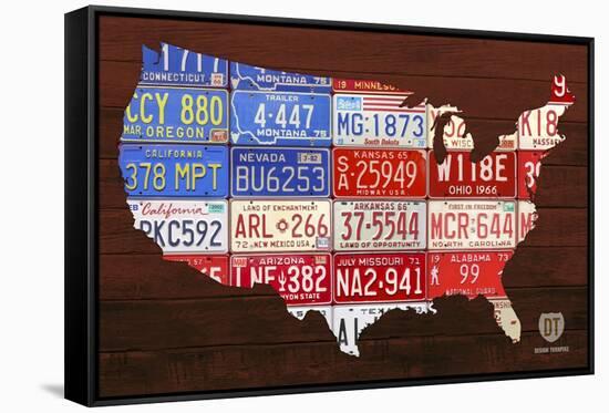 USA Flag Map-Design Turnpike-Framed Stretched Canvas