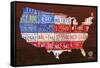 USA Flag Map-Design Turnpike-Framed Stretched Canvas