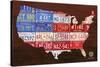 USA Flag Map-Design Turnpike-Stretched Canvas