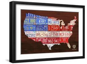 USA Flag Map-Design Turnpike-Framed Giclee Print