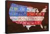 USA Flag Map-Design Turnpike-Framed Stretched Canvas