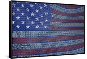 Usa Flag Of Binary Code-rolffimages-Framed Stretched Canvas