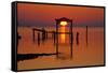 USA, Florida, Apalachicola, Sunrise at an old boat house at Apalachicola Bay.-Joanne Wells-Framed Stretched Canvas