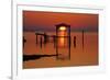 USA, Florida, Apalachicola, Sunrise at an old boat house at Apalachicola Bay.-Joanne Wells-Framed Photographic Print