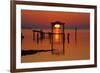 USA, Florida, Apalachicola, Sunrise at an old boat house at Apalachicola Bay.-Joanne Wells-Framed Photographic Print