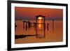 USA, Florida, Apalachicola, Sunrise at an old boat house at Apalachicola Bay.-Joanne Wells-Framed Photographic Print