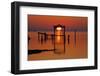 USA, Florida, Apalachicola, Sunrise at an old boat house at Apalachicola Bay.-Joanne Wells-Framed Premium Photographic Print