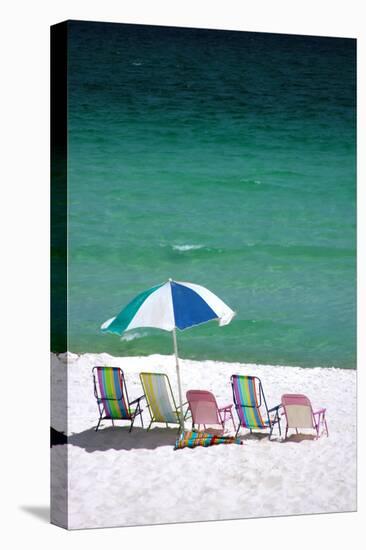 USA, Florida. Beach chairs on the Emerald Coast, Destin.-Anna Miller-Stretched Canvas