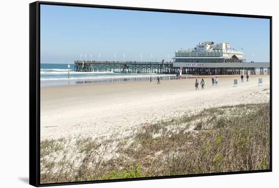 USA, Florida, Daytona Beach, Joe's Crab Shack on beach.-Lisa S. Engelbrecht-Framed Stretched Canvas