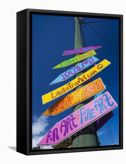 USA, Florida, Florida Keys, Islamorada, Signage, Robbie's Marina-Walter Bibikow-Framed Stretched Canvas