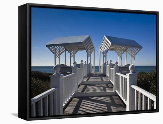 USA, Florida, Florida Panhandle, Seaside, Beach Pavillion-Walter Bibikow-Framed Stretched Canvas