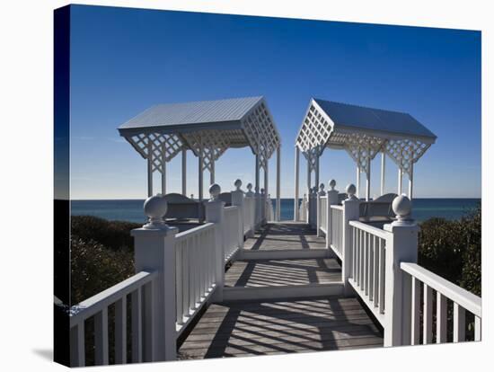 USA, Florida, Florida Panhandle, Seaside, Beach Pavillion-Walter Bibikow-Stretched Canvas