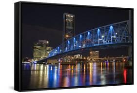 Usa, Florida, Jacksonville, Main Street Bridge across the St. John's River-Joanne Wells-Framed Stretched Canvas