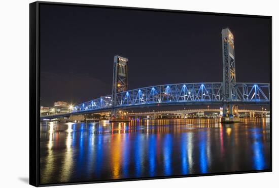 Usa, Florida, Jacksonville, Main Street Bridge across the St. John's River-Joanne Wells-Framed Stretched Canvas