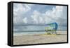 USA, Florida, Miami Beach. Colorful lifeguard station.-Rob Tilley-Framed Stretched Canvas