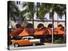 USA, Florida, Miami Beach, South Beach Hotels on Ocean Drive, 1955 Chevrolet Car-Walter Bibikow-Stretched Canvas