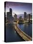 USA, Florida, Miami, Elevated City Skyline from Brickell Key-Walter Bibikow-Stretched Canvas