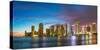 Usa, Florida, Miami Skyline at Dusk-John Kellerman-Stretched Canvas