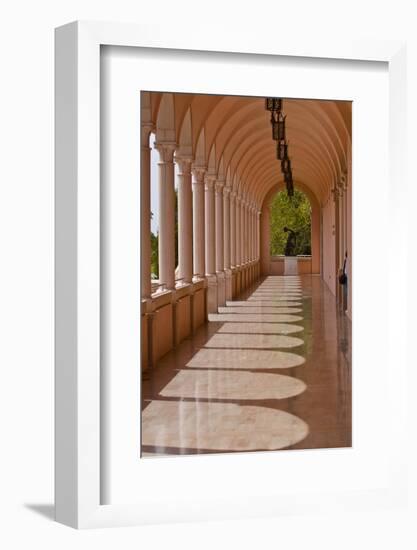 USA, Florida, Sarasota, Museum of Art Columned Corridor.-Bernard Friel-Framed Photographic Print