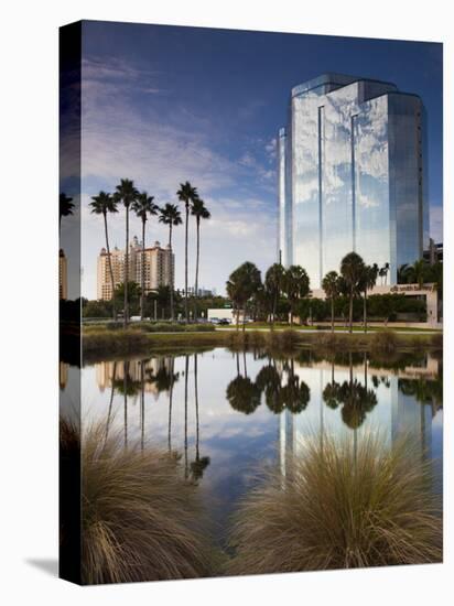 USA, Florida, Sarasota, Skyline and One Sarasota Tower Building-Walter Bibikow-Stretched Canvas