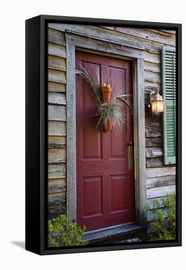 USA, Florida, St. Augustine, Entrance to an old wooden house.-Joanne Wells-Framed Stretched Canvas