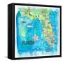 USA Florida Travel Poster Map With Highlights And Favorites-M. Bleichner-Framed Stretched Canvas