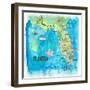 USA Florida Travel Poster Map With Highlights And Favorites-M. Bleichner-Framed Art Print