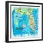 USA Florida Travel Poster Map With Highlights And Favorites-M. Bleichner-Framed Art Print