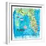 USA Florida Travel Poster Map With Highlights And Favorites-M. Bleichner-Framed Art Print