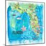 USA Florida Travel Poster Map With Highlights And Favorites-M. Bleichner-Mounted Art Print